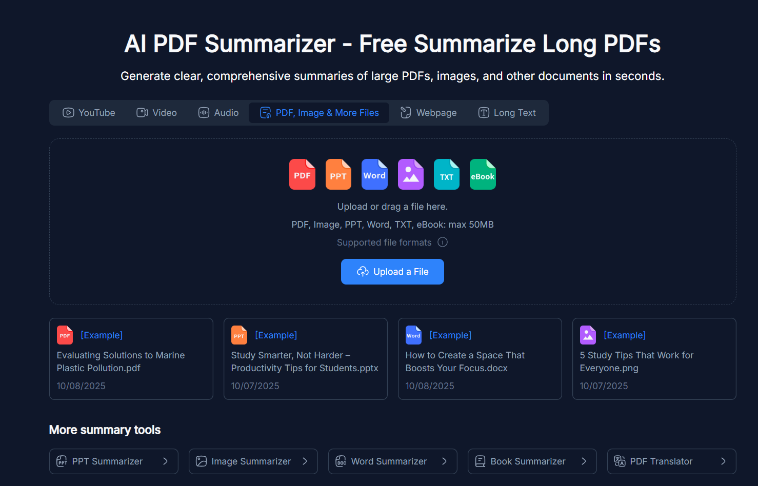 NoteGPT screenshot showing PDF upload interface
