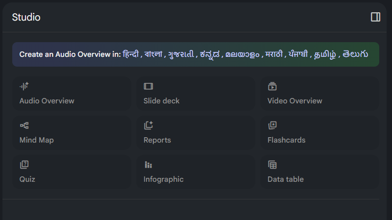 NotebookLM screenshot showing AI Learning Studio