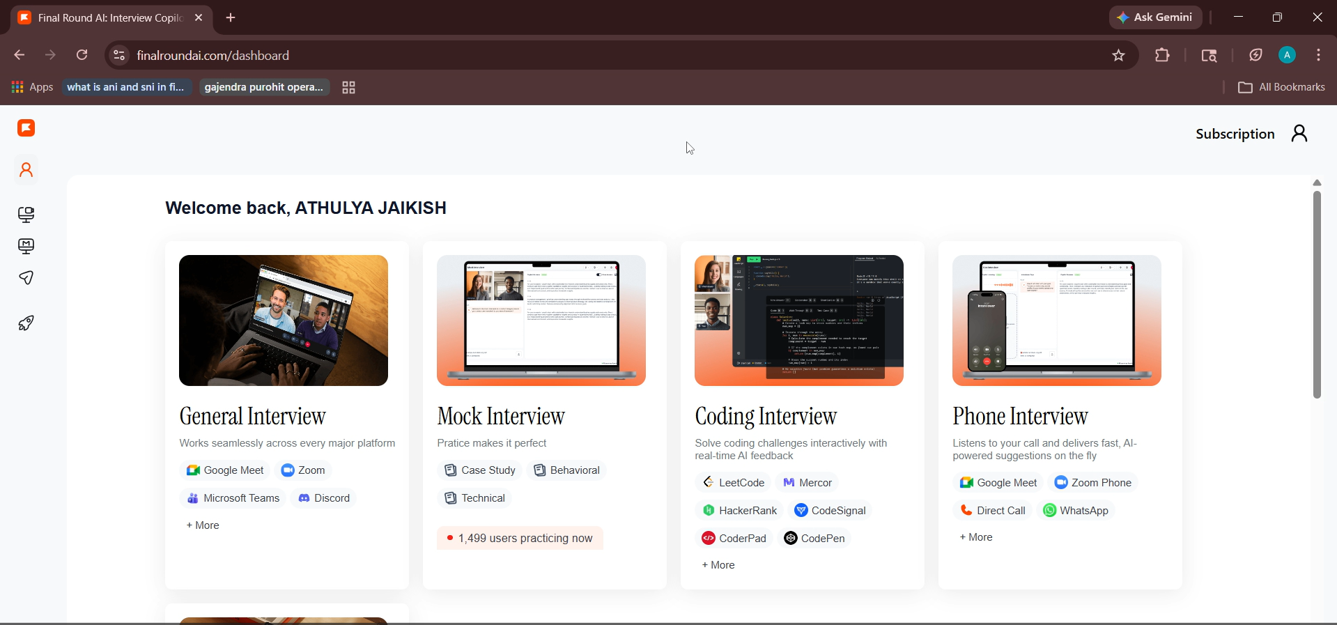 Output artifact for "Interview Mode Dashboard (General, Mock, Coding, Phone)" test: Output :, Screenshot 2026-03-27 181354-1.png