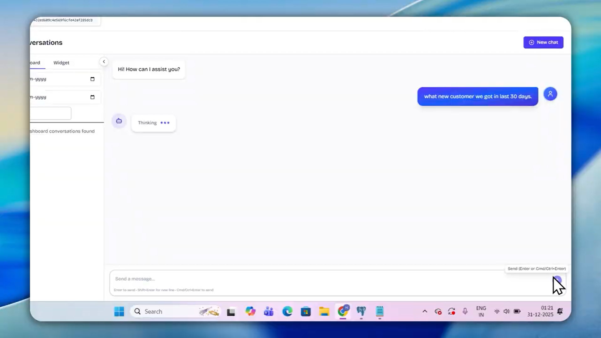 Input artifact for "NL2SQL Agent" test: Asked questions in plain English in the conversations playground, with completed configuration., Screenshot 2026-04-13 193656.png