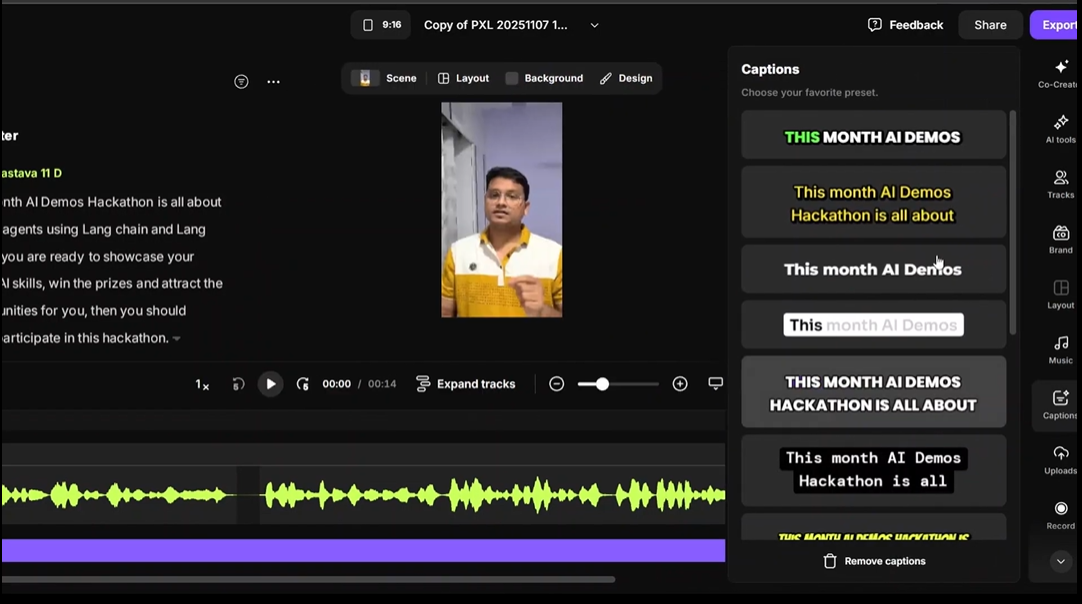 Output artifact for "Auto-Captioning & Preset Styling" test: Output :, Screenshot 2026-04-15 124342.png