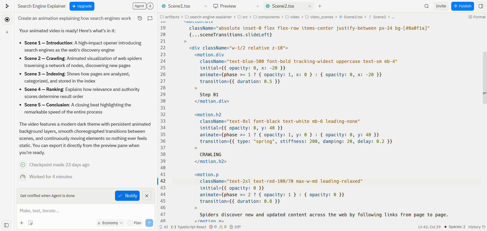 Replit screenshot showing Full code visibility