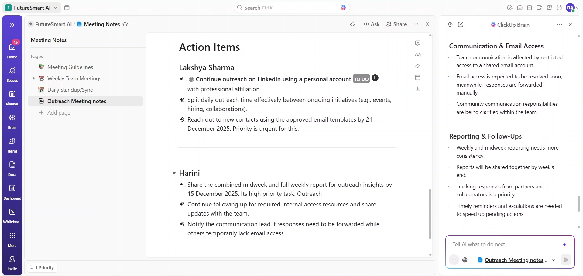Summary output