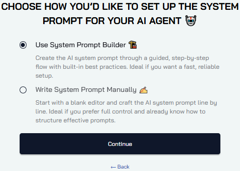 Input artifact for "AI Persona Setup Method" test: system build prompt, System prompt.png