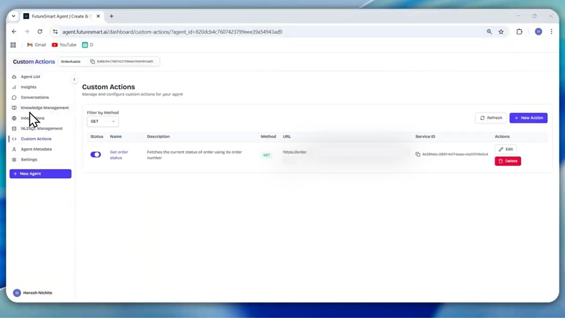 Output artifact for "Customer Support Agent with Live Order Tracking" test: Configured custom action that the agent can autonomously invoke when needed, seamlessly integrating live data with knowledge base answers., Untitled design (5).jpg