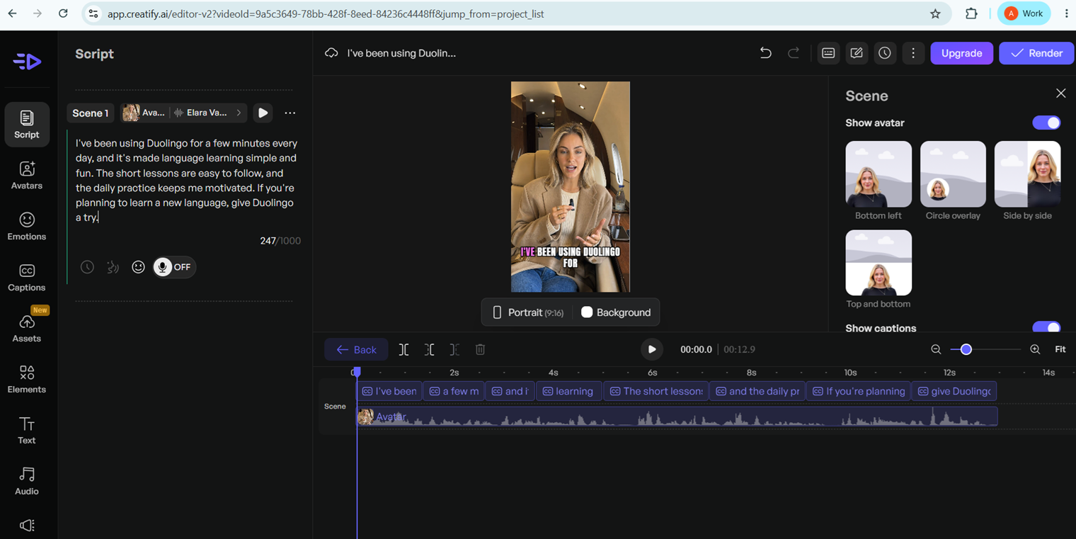 Input artifact for "In-place script editing" test: Input, creatify-script-before-edit-2.png