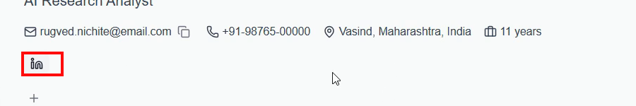 Output artifact for "Profile header extraction" test: The LinkedIn icon area is present, but no LinkedIn URL or handle text appears next to it., p3_linkedin_missing.png