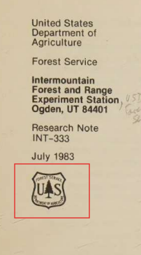 Input artifact for "Embedded Image and Chart Preservation" test: USDA Forest Service logo and front-matter branding from the scanned paper., docling_input3_scannedpaper_usda_logo.png