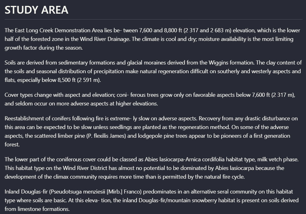 Output artifact for "Document hierarchy preservation" test: On the scanned research page, Extend AI reconstructed the 'STUDY AREA' section into coherent paragraphs with the heading preserved. The output stayed readable d, extend-ai-parsed-study-area-section.png