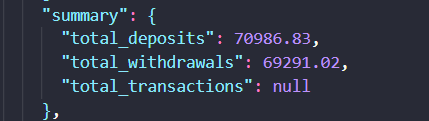 Nanonets output showing Bank statement summary
