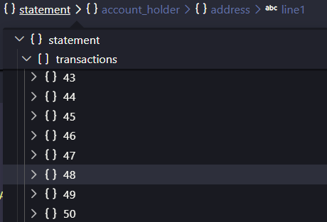 Landing AI output showing Bank statement transaction output