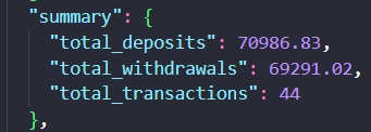 LlamaParse output showing Bank statement summary