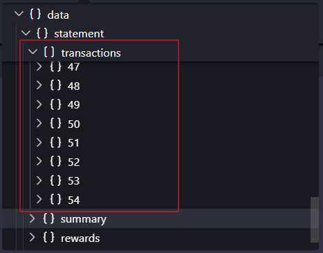 LlamaParse output showing Bank statement transaction output