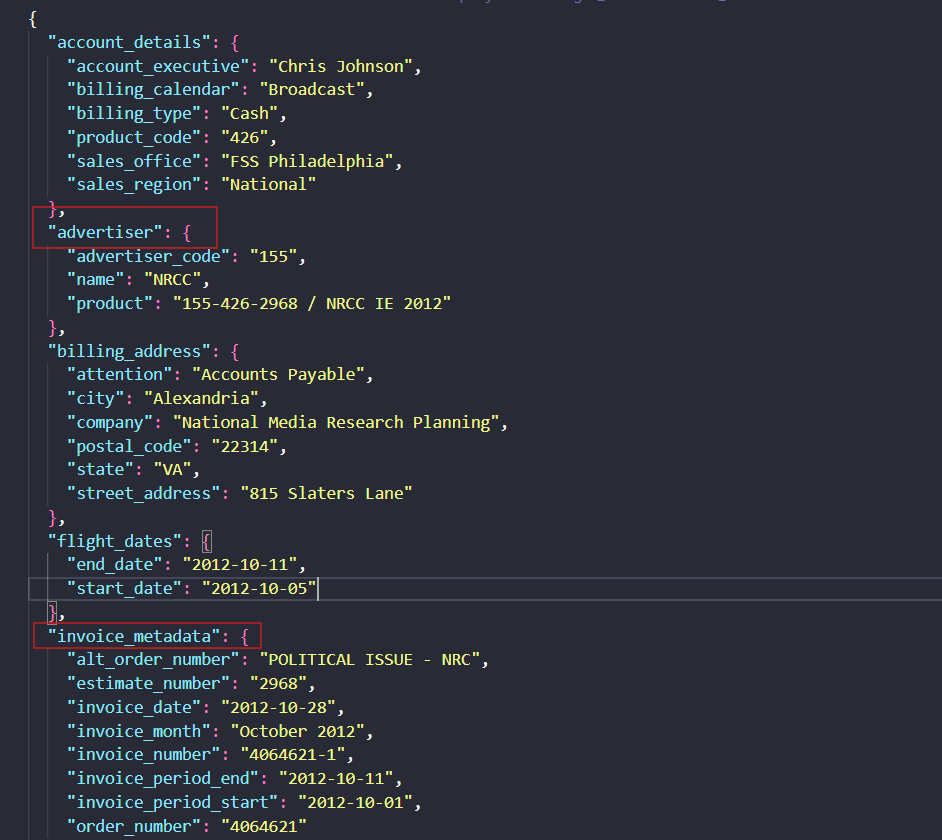 Retab output showing Schema order