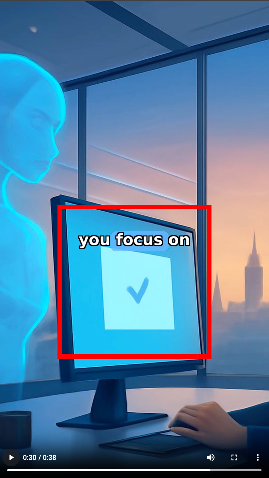 Output artifact for "Captioning, Voiceover, and Music Generation" test: At 00:30, the render had captions and narration, but the visual did not cleanly match the spoken moment, showing weaker caption-to-scene alignment., FutureSmartAI_Anchor1_CaptionMismatch_0030.png