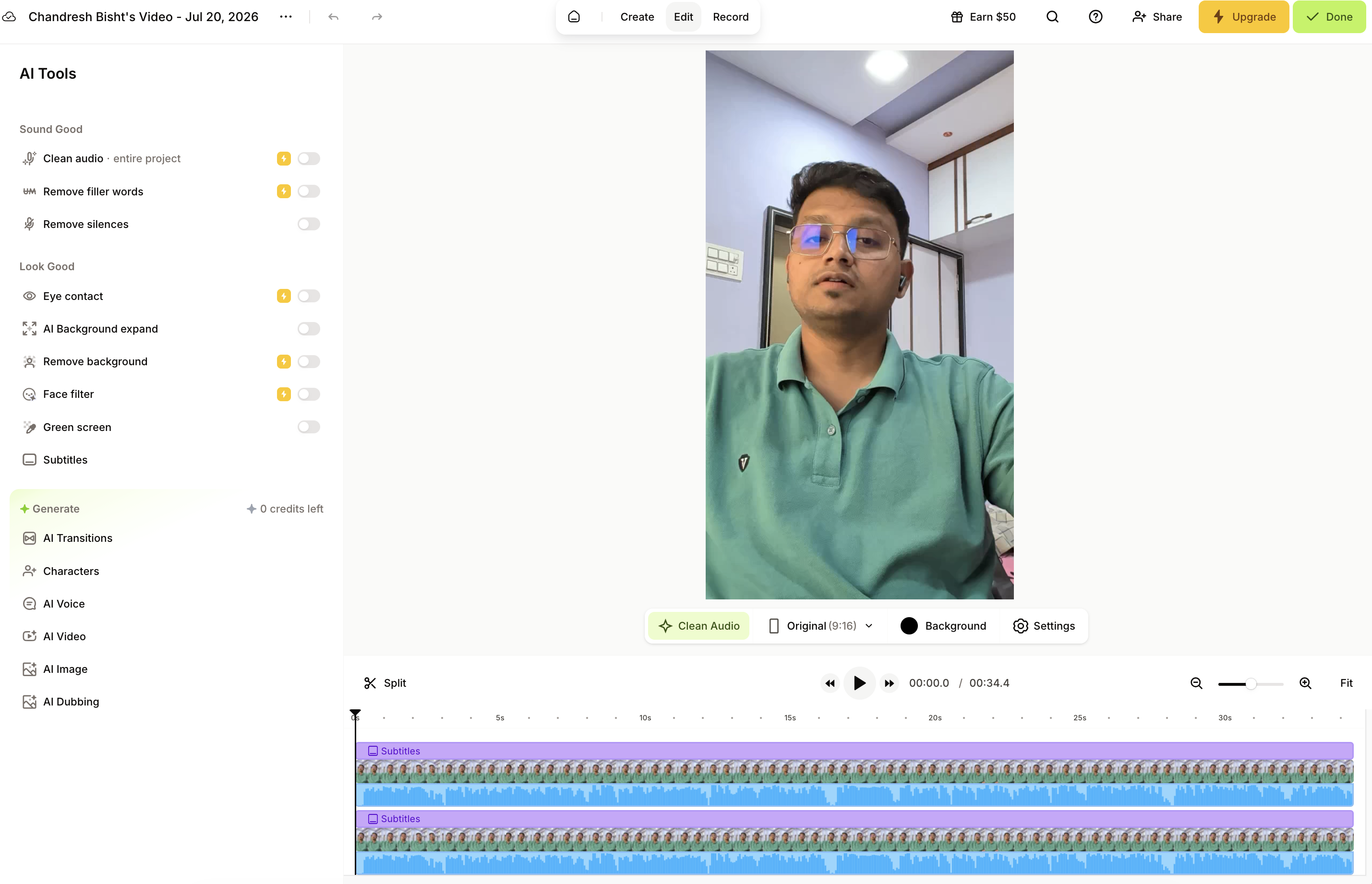 VEED.io output showing Customization screen