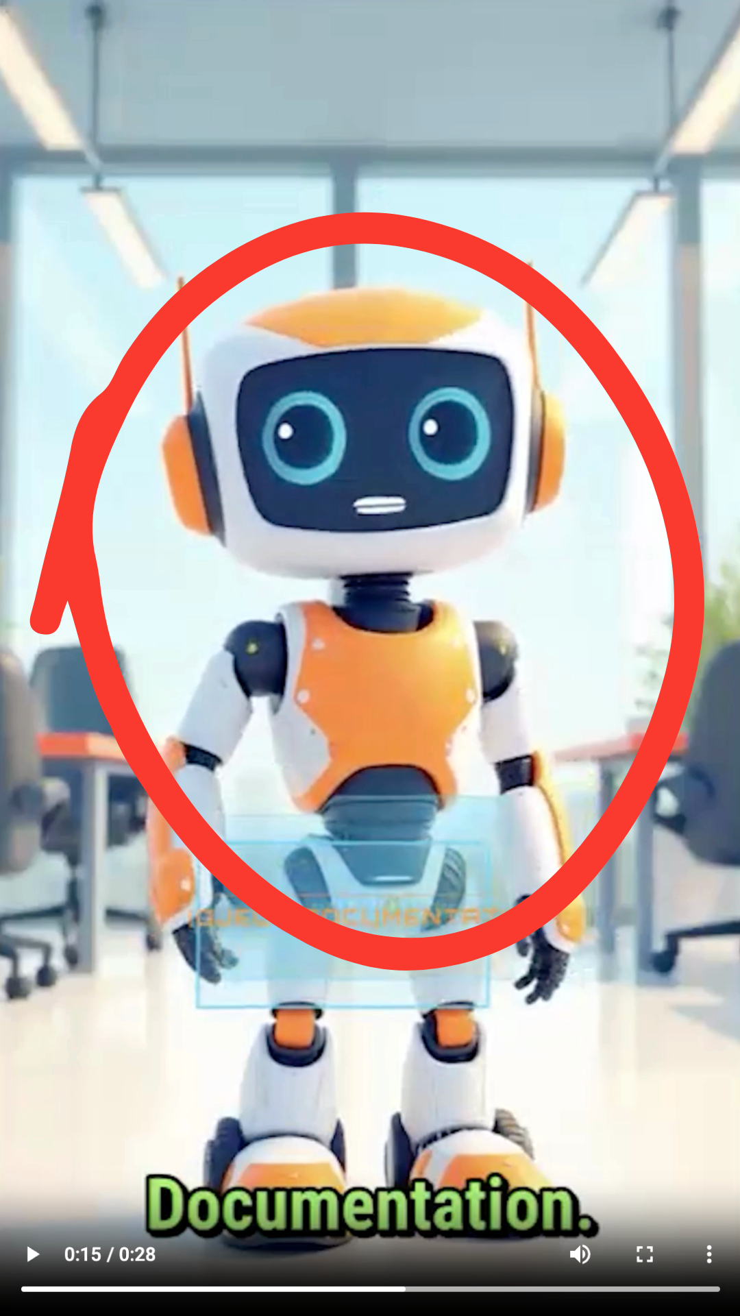 Output artifact for "AI Avatar Presentation" test: The documentation beat shifted toward an avatar-led presentation rather than visually showing the robot learning from documentation. This confirmed that avatar presentation can take over the narrative when the concept needs more scene-specific storytelling., HeyGen_Anchor2_AvatarLedStorytelling_0013.png