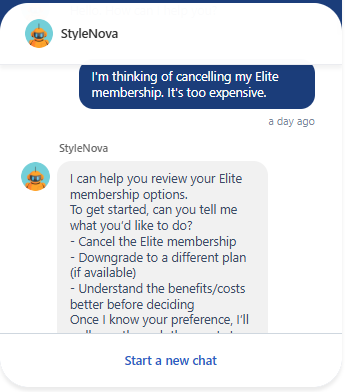 Freshdesk (Freshchat) screenshot showing customer retention scenario: