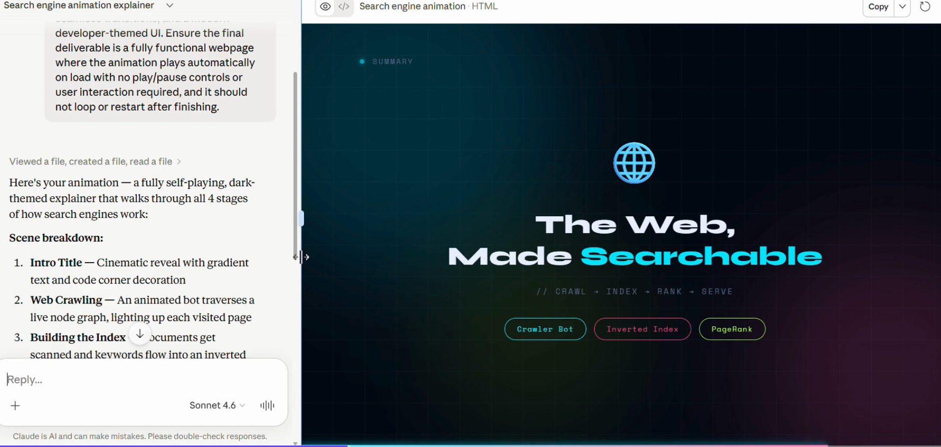 Claude screenshot showing Artifact Generation