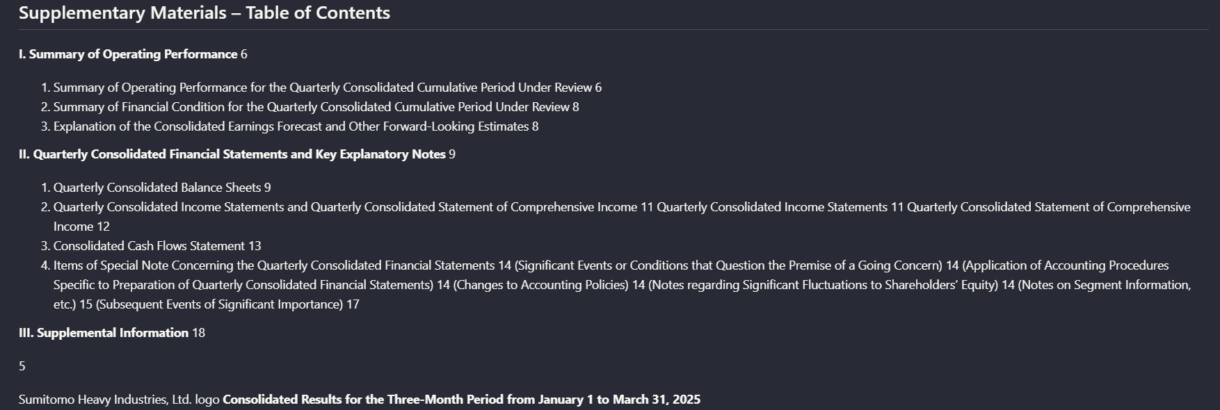 Output artifact for "Table of Contents Extraction" test: The TOC entries and page numbers were recovered, but the organizational relationships that define the TOC were not preserved; the page came out as sequential text rather than a structured table., llamaparse_financialInput_TOC_output.png