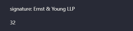 Output artifact for "OCR and Visual Content Transcription" test: Detected the Ernst & Young LLP signature line from the blurry stamp and emitted it as extracted text rather than dropping it., llamaparse_hybrid_earningspdf_parsed_blurry_stamp.png