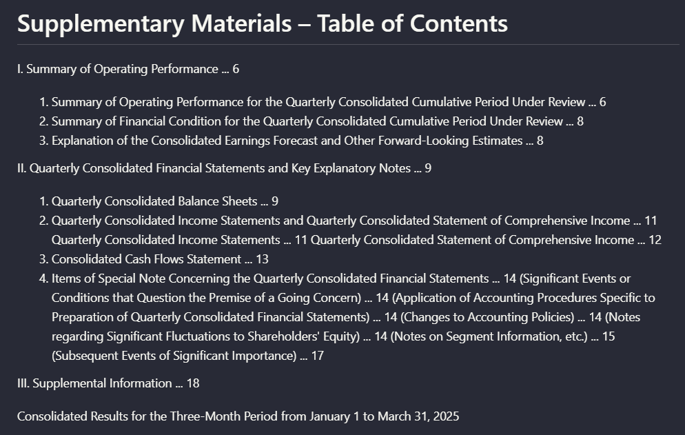 Output artifact for "Document hierarchy and reading order preservation" test: The TOC entries were extracted as text, but the original navigational nesting was flattened, so the output no longer preserved a clear table-of-contents hierarc, mistral-ai-supplementary-materials-table-of-contents-2.png