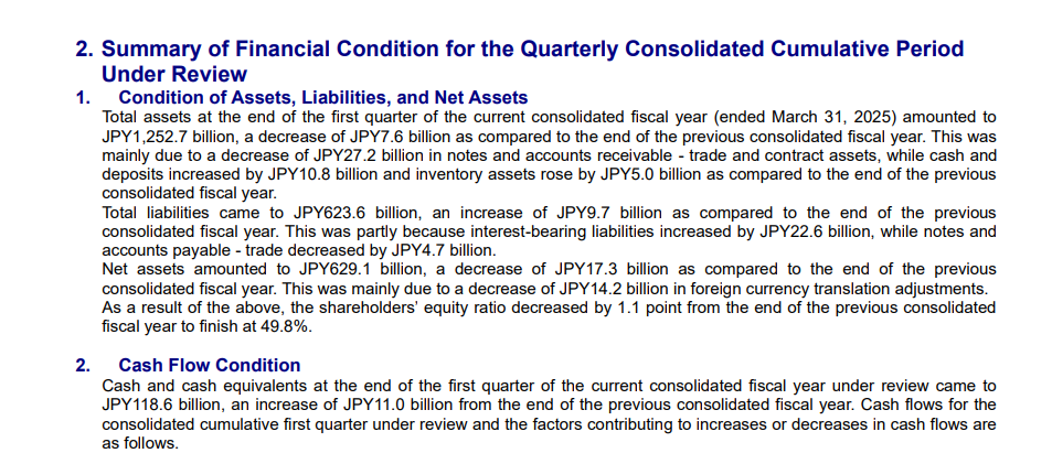 Input artifact for "Reading order, hierarchy, and OCR text recovery" test: Financial-report prose page covering assets, liabilities, net assets, and cash flow., nutrient-io-financial-summary-condition-page-9.png