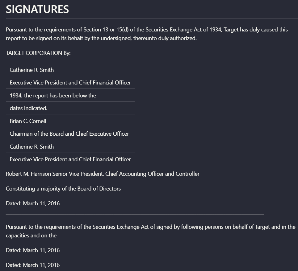 Output artifact for "Chart and visual-content handling" test: On the scanned signatures page, Nutrient captured the heading, signer names, titles, and dates, but not the handwritten signature marks themselves. The output a, nutrient-io-target-signatures-ocr-extraction.png