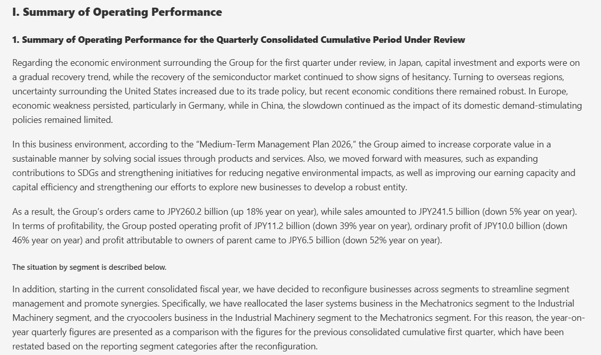 Output artifact for "Native Text Extraction" test: The operating-performance summary was extracted as readable prose, with the section flow preserved., pymupdf4llm_input2_financialpdf_summary_section_parsed_success.png