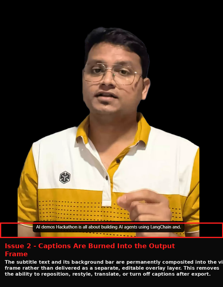 FlexClip output showing Issue evidence screenshot