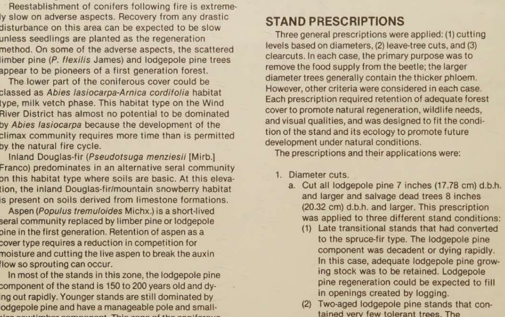 Input artifact for "Document hierarchy and reading order preservation" test: Scanned two-column research-paper section headed 'STAND PRESCRIPTIONS' with explanatory prose, numbered items, and subpoints., scanned_pdf_standprescriptions_section.png
