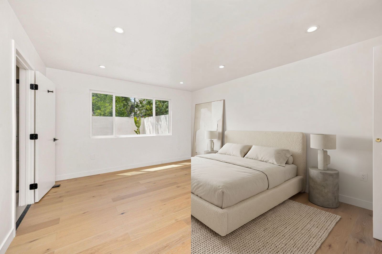 Output artifact for "Split Image Comparison" test: Output, split_minimalist_bedroom (1).png