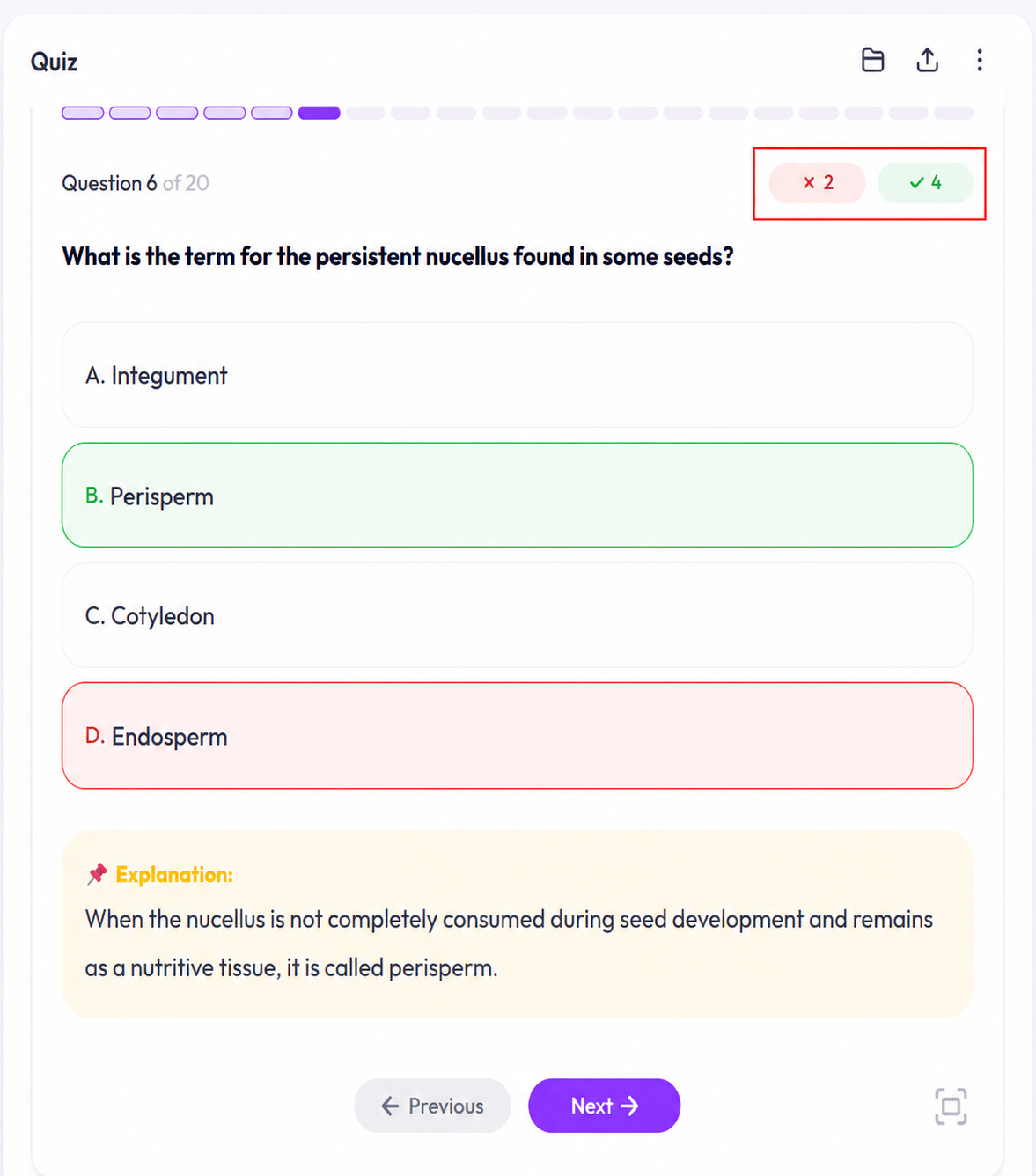 Output artifact for "In-Session Score Tracking" test: The score card shows correct and incorrect counts updating within the quiz session., out1_score_tracker.png
