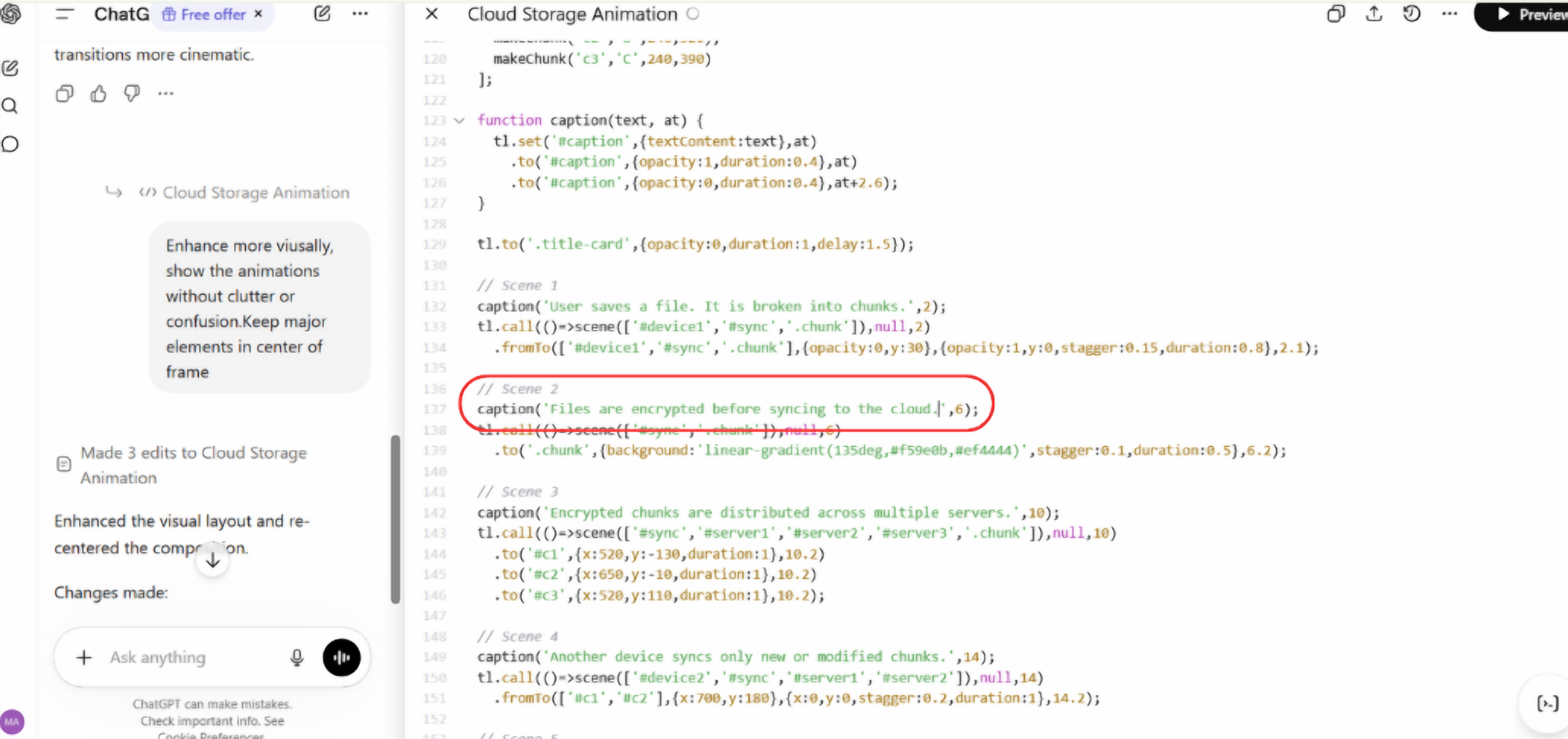 ChatGPT screenshot showing Inline Editing