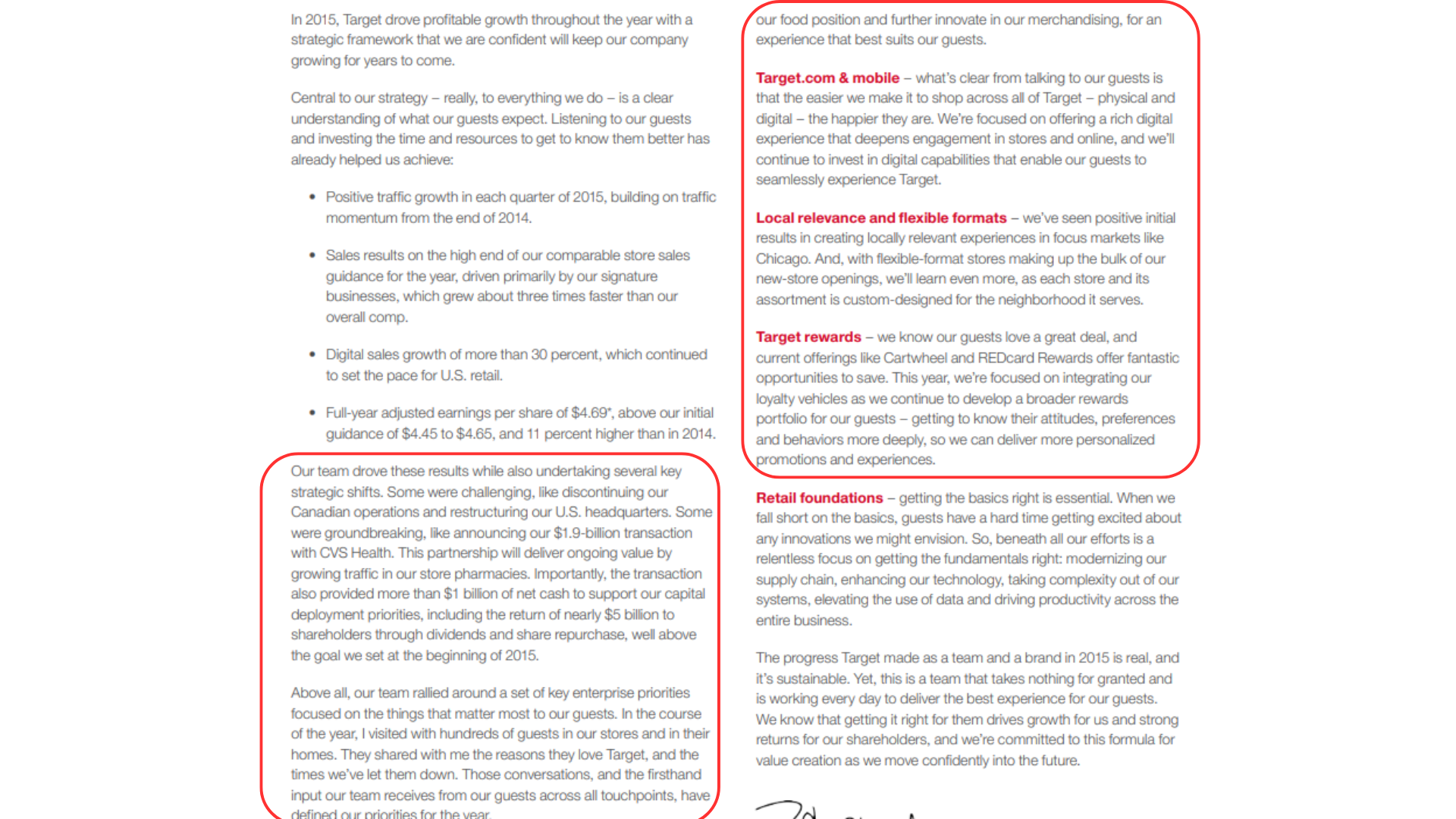 Input artifact for "Reading order and document hierarchy preservation" test: Two-column Target narrative page with several distinct subheads., upstage-ai-target-two-column-narrative-with-highlighted-section.png